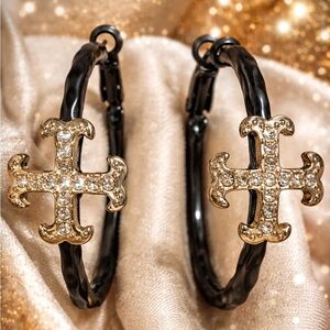 Black and Gold Hoop Earrings